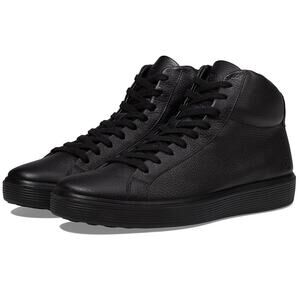 ECCO Mens Soft 60 Premium High-Top Sneakers EU 43 US 9.5 Black Leather NWOB